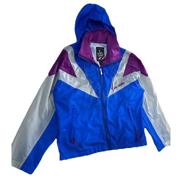 Vintage 90s Olympics USA Windbreaker Full Zip Jacket Retro Sports Size S - Picture 3 of 11